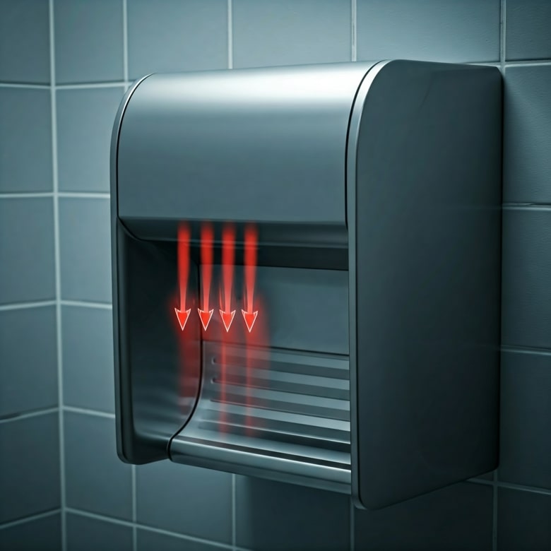 Hand dryer showing air flow