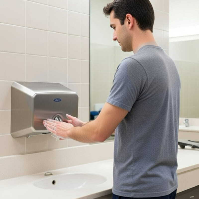 Person drying hands with Frost 1196 dryer